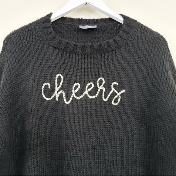 Wooden Ships Cheers Embroidered top Sweater Chunky Black - Picture 5 of 10